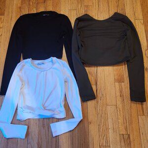 3 long sleeve crop Tops Size S